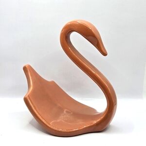 Vintage fine ceramic muted pink/cinnamon78 Swan towel holder Nova Designs Marked